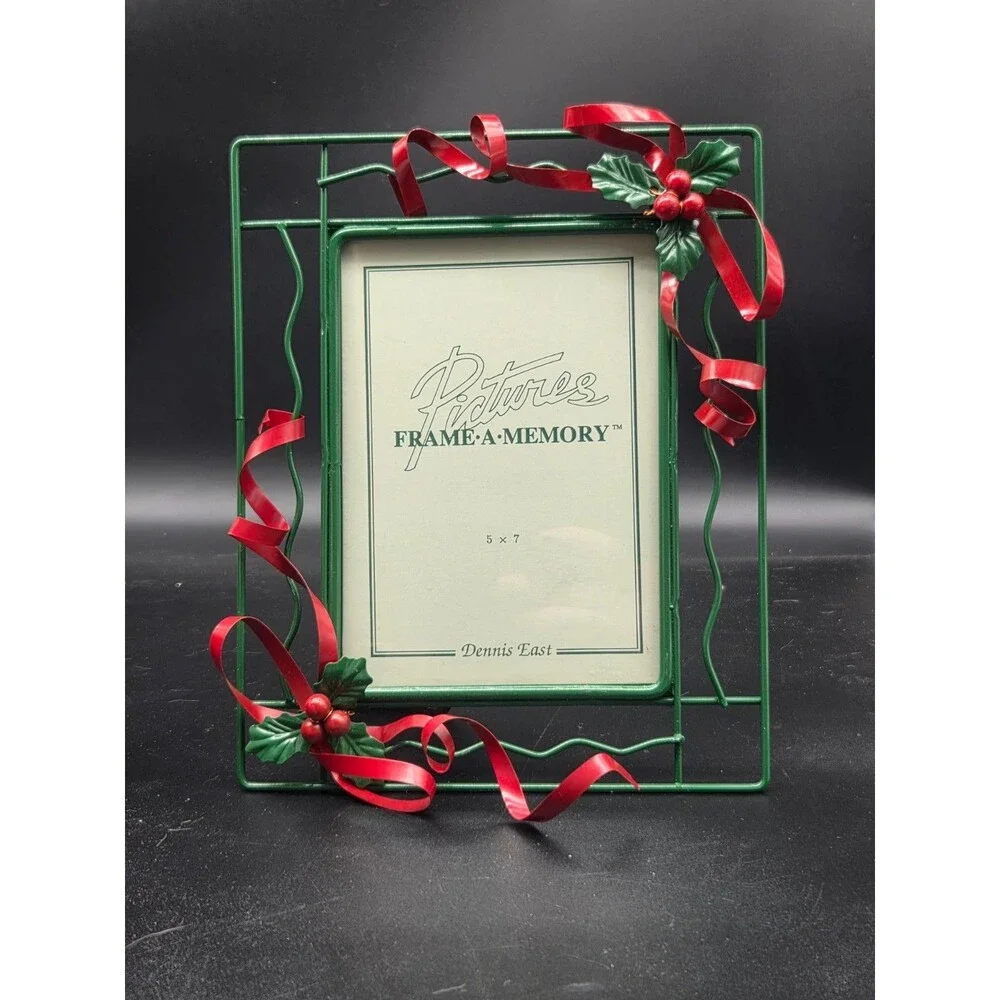 Dennis East Metal Christmas Photo Frame Red Green 5 x 7 Opening